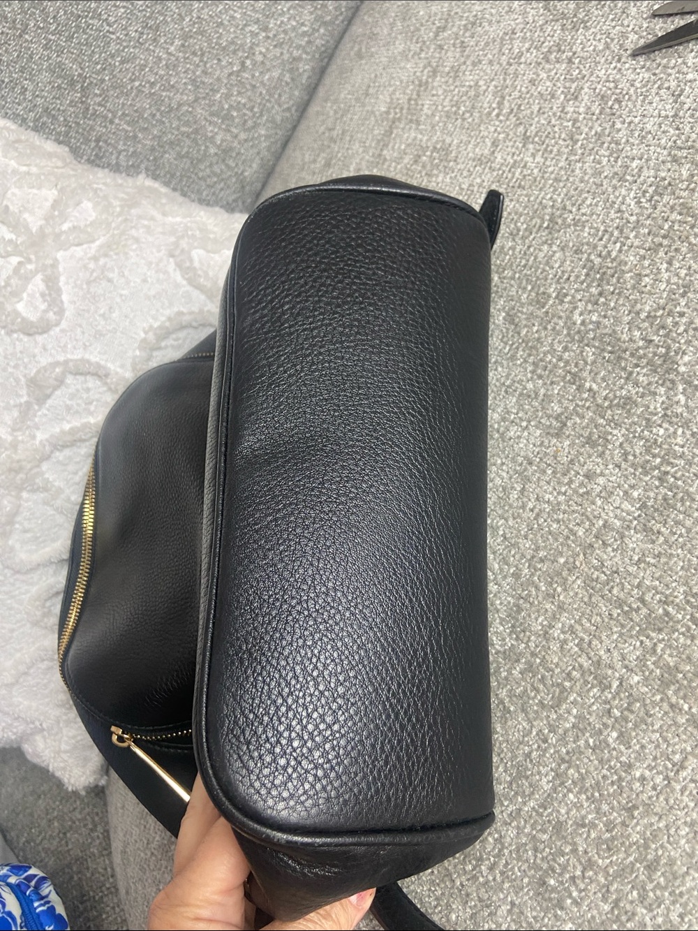 Michael Kors Black Pebbled Leather Backpack with Gold Hardware Accents - Picture 8 of 10